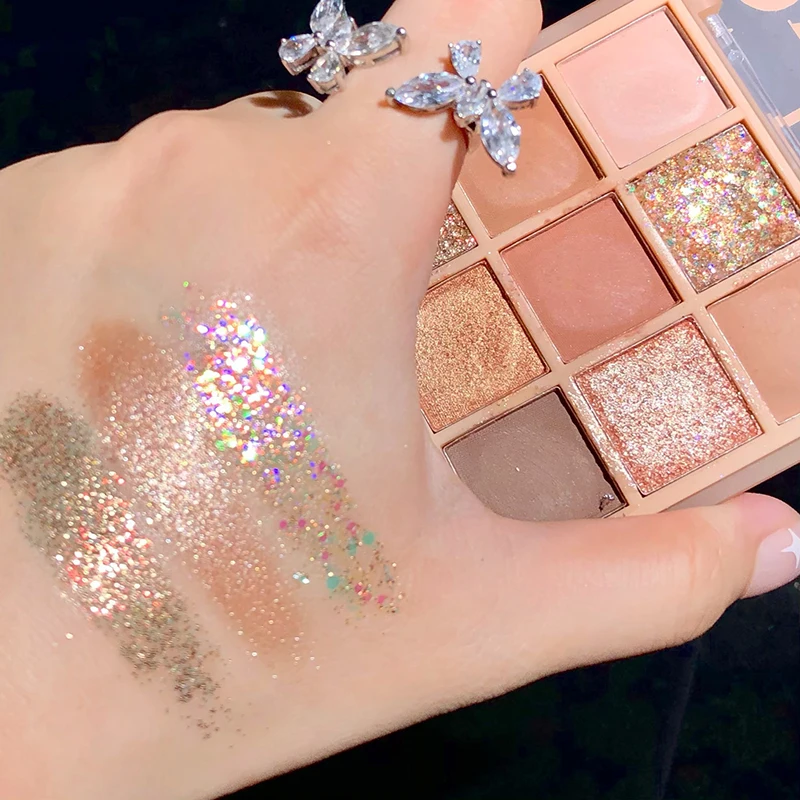 

9 Color Super Nude and Matte Eyeshadow Palette Shine Long Lasting Water Proof Eye Shadow Pallete Shiny Eye Pigment Makeup