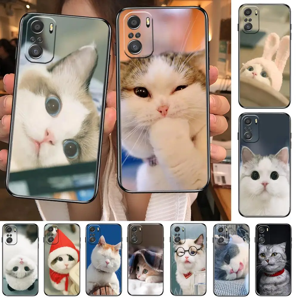 

New HD-cute cat Phone Case For xiaomi redmi 11 Lite pro Ultra 10 9 8 MIX 4 FOLD 10T Black Cover Silicone Back Prett