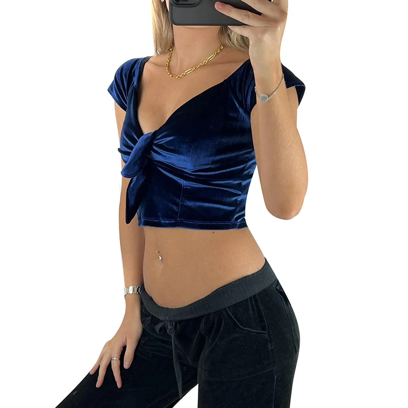 

Женская футболка с открытыми плечами, со шнуровкой и рюшами