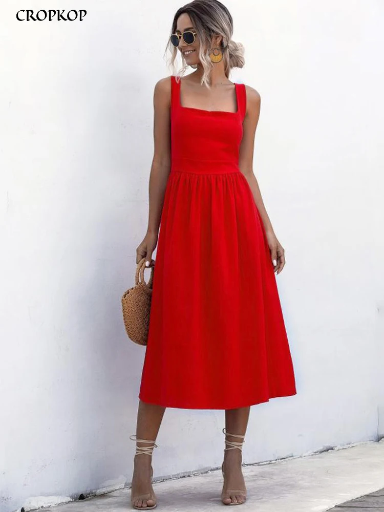 

Women Long Dress Summer Sexy Backless Casual White Black Ruched Slip Midi Sundresses 2022 Ladies Strap Clothes For Women y2k