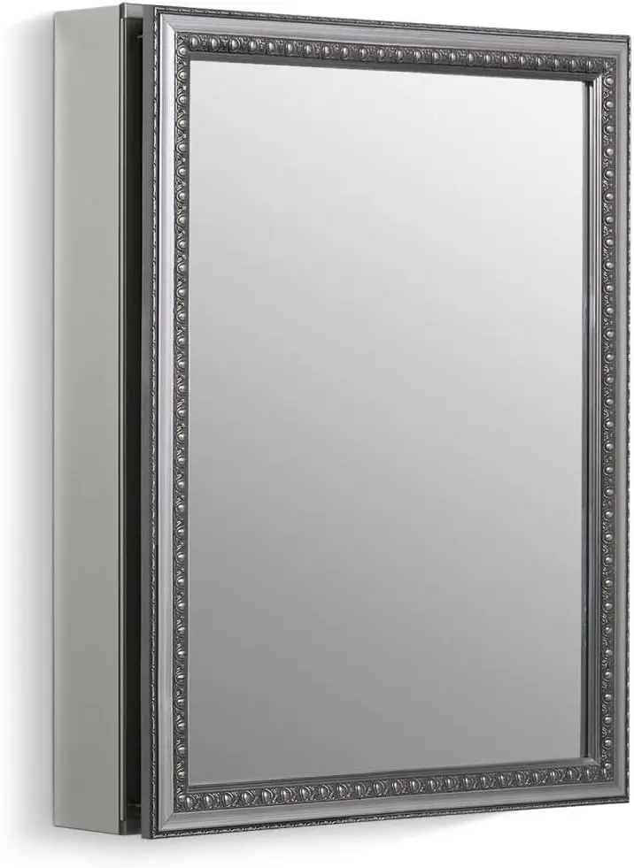 

CLW Flat 20" W x 26" H Aluminum Single Medicine Cabinet with Decorative Silver Framed Mirrored Door, Red