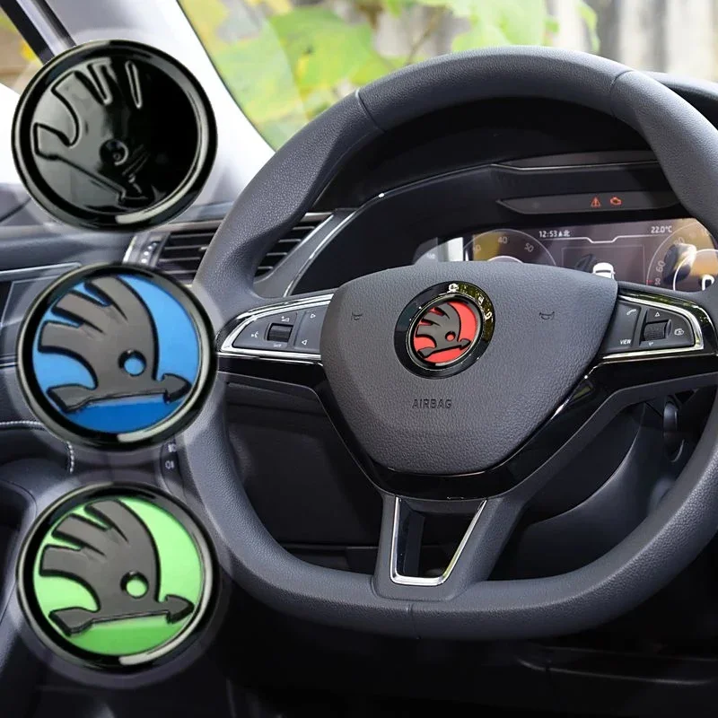 Фото Для Skoda 46 мм наклейка с логотипом автомобиля на руль Rapid Octavia Yeti Kodiaq Karoq Fabia Laura Superb VRS KAMIQ Scala Citigo №1