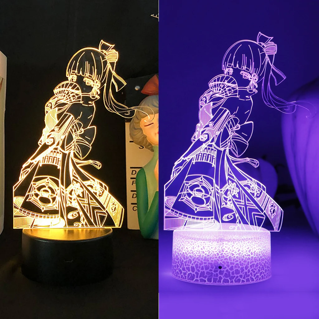 

Genshin Impact Kamisato Ayaka Night Lamp For Kid Anime Game Figure Home Bedroom Desk 3D Led Light Decor Illusion Novelty Gift