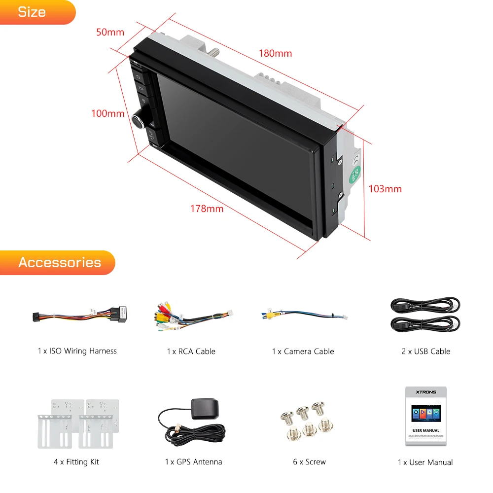 XTRONS 7-дюймовый Android 12 Универсальный 2 Din автомобильный DVD Радио стерео плеер