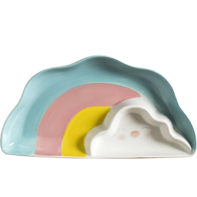 Детская посуда с милым мультяшным радужным рисунком тарелка для резьбы в форме