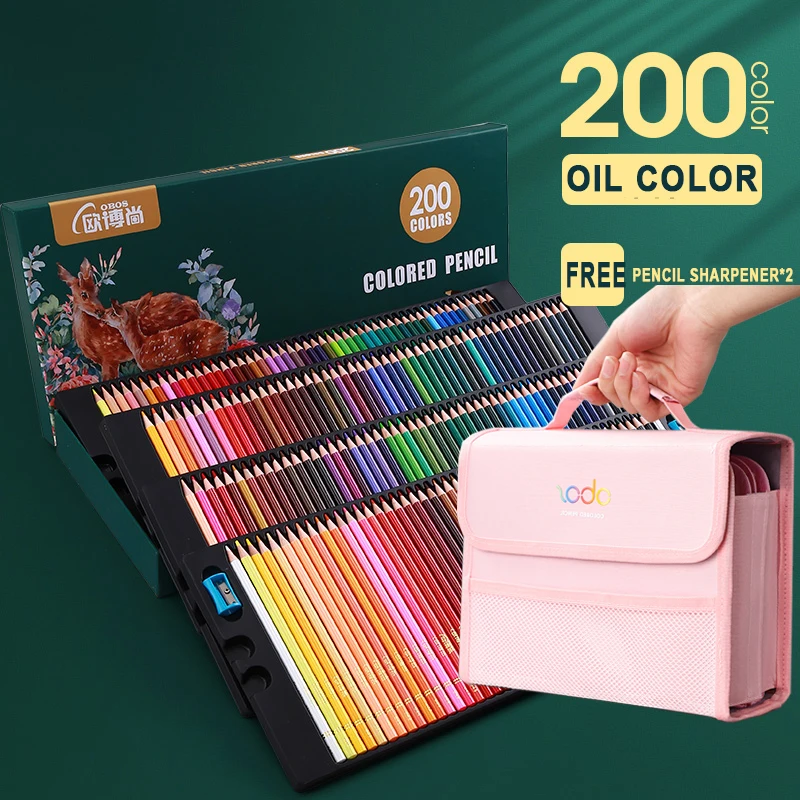 

Color Pencils Wood Pencil Bag With Supplies Sketch Color Oil/water 200/180/150/120/72/48/24colors School Set Storange Artistic