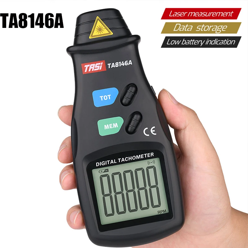 

Цифровой тахометр TASI TA8146A/B/C, Бесконтактный лазерный тахометр с ЖК-дисплеем, скорость-до 99999 ОБ/мин