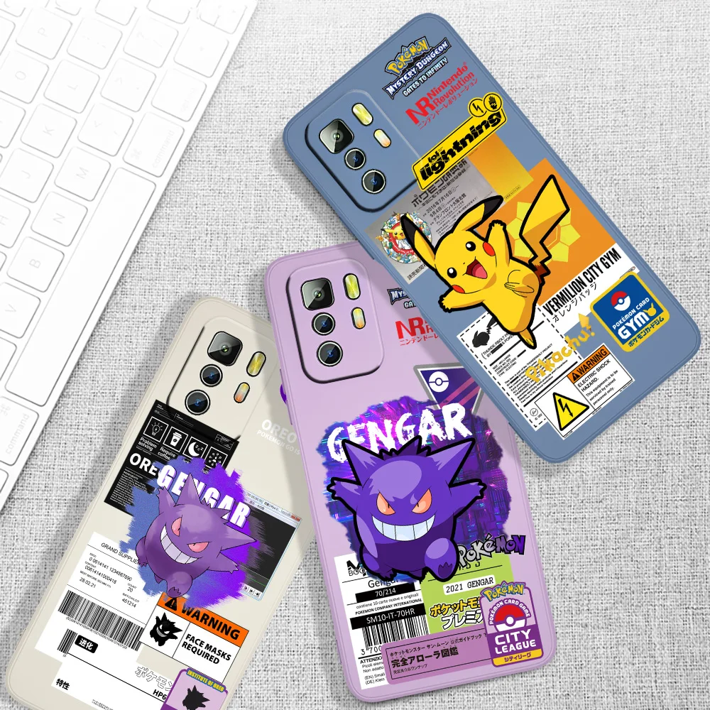 

Pikachu Gengar For Xiaomi Redmi Note 11T 11 11S 10T 10 9T 9S 9 8T 8 7 6 5 Pro Liquid Rope Phone Case Cover Capa