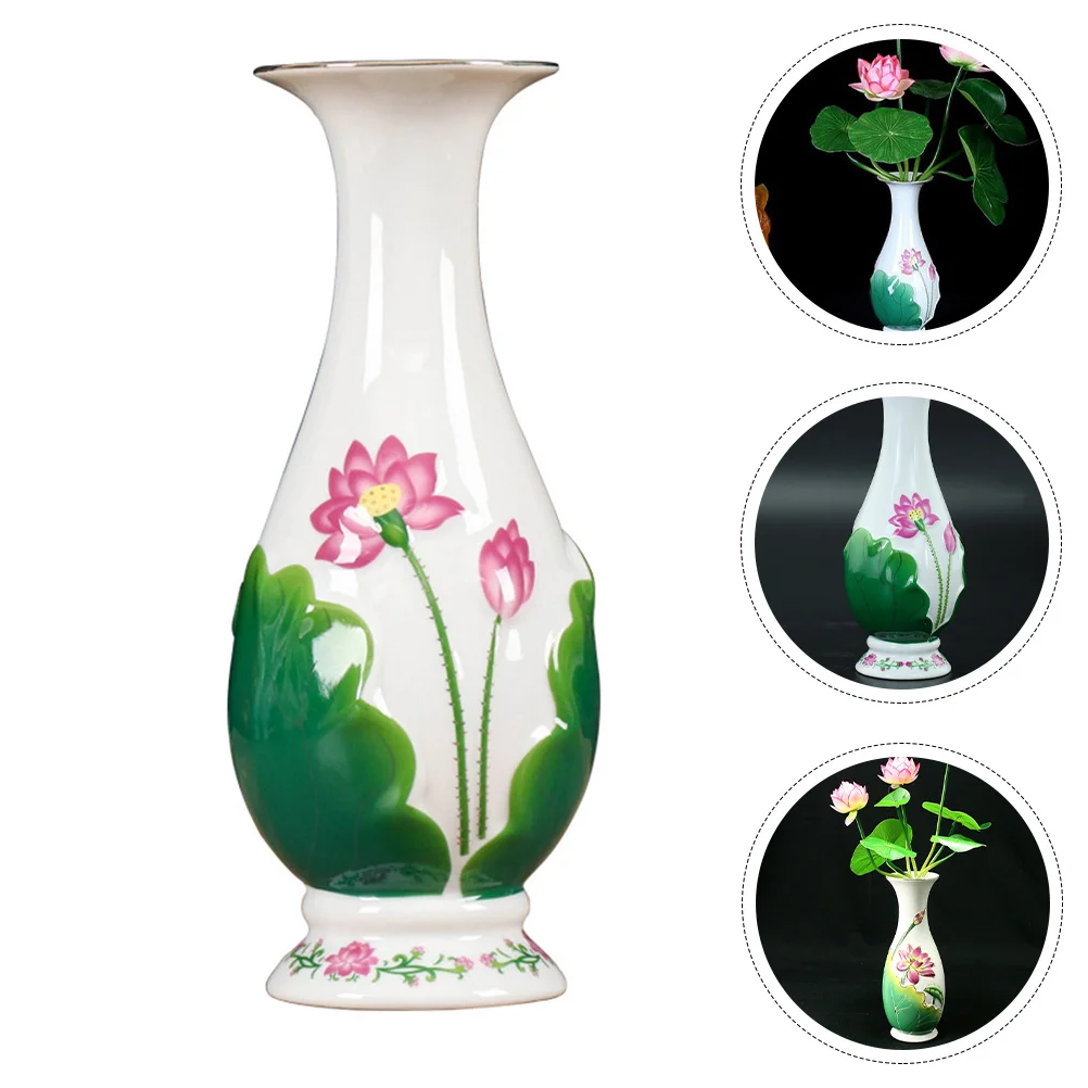 

Vase Ceramic Flower Decorative Chinese Desktop Pot Planter Floralvintage Place Narrow Gradientdried Porcelain White Display