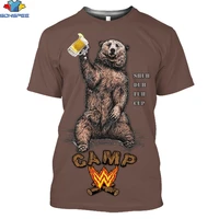 sonspee 3d print summer mens t shirt funny style brown bear beer torches camping outdoor sports trend harajuku polyester tshirt