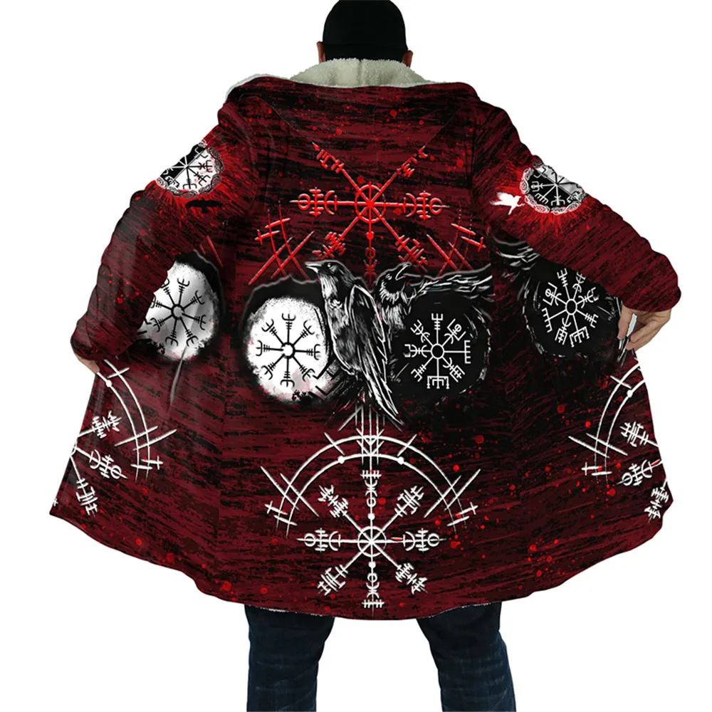 

CLOOCL Men's Hooded Cloak Viking Crow Tattoo 3D Printed Fleece Cloak Unisex Casual Thick Warm Windbreaker Coat Drop Shipping