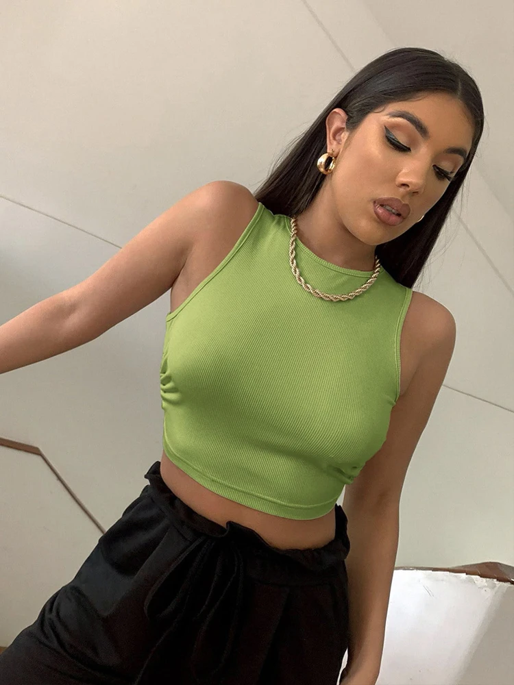 

Кроп-топ женский эластичный на шнуровке, с ремнями