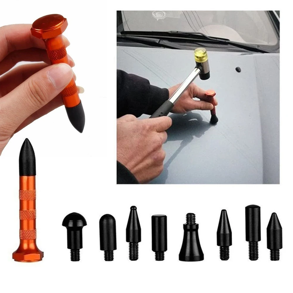 

9pcs Paintless Knock Down Pen PDR Tools Car Tap Down Body Panel Dent Removal Repair Hand Tools Auto Maintenance Parts Kit