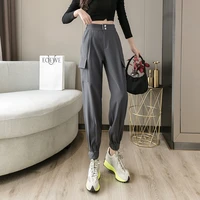 casual high waist loose harem pants for women spring new female clothing ankle length pants ladies long trousers ol folds pants