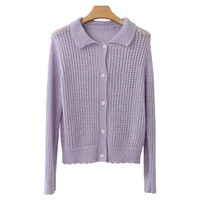 women new lapel long sleeved cardigan top korean style loose casual layered knitted sweater