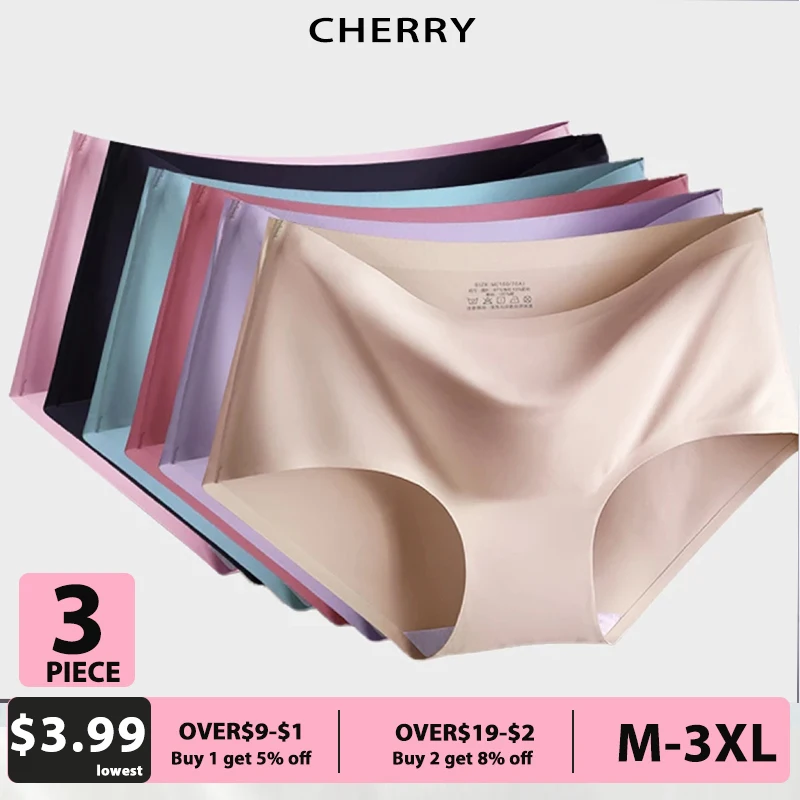 Купи 3pcs Seamless Women Panties Ice Silk Underwear ​Women's Solid Color Panties Lady Underpants Girls Briefs Invisible Sexy Lingerie за 260 рублей в магазине AliExpress