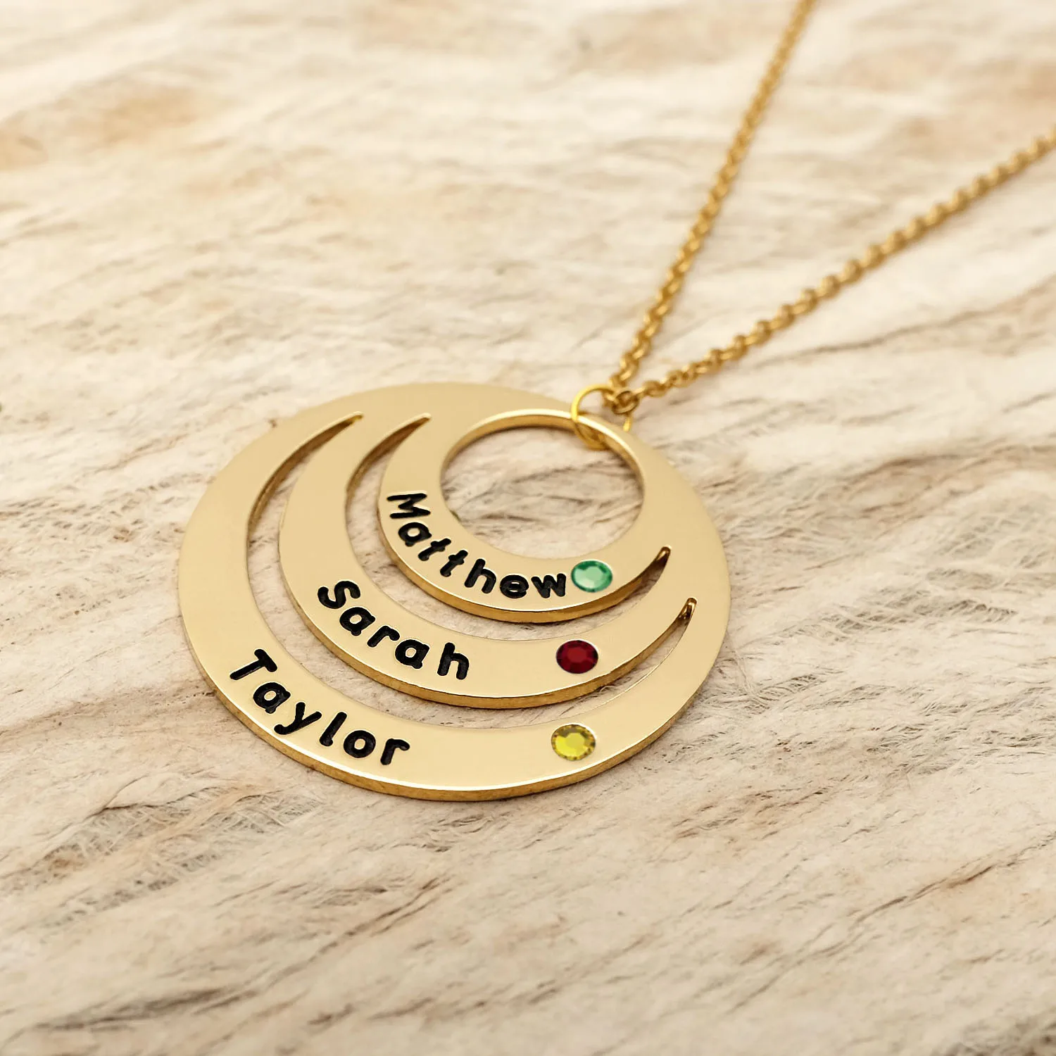 

Personalized Name Necklace with Birthstone Custom Engraved Family Names Pendant Friendship Necklace Name Jewelry Gift for Her