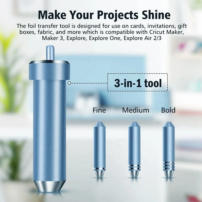 

Foil Transfer Tool 3-In-1 Foil Transfer Kit Explore, Explore One & Explore Air 2/3 Including Fine, Medium and Bold Blades Sewing