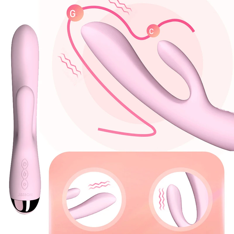 Вибратор JISSBON в виде кролика женский клитор 8 режимов вибрации двойная головка