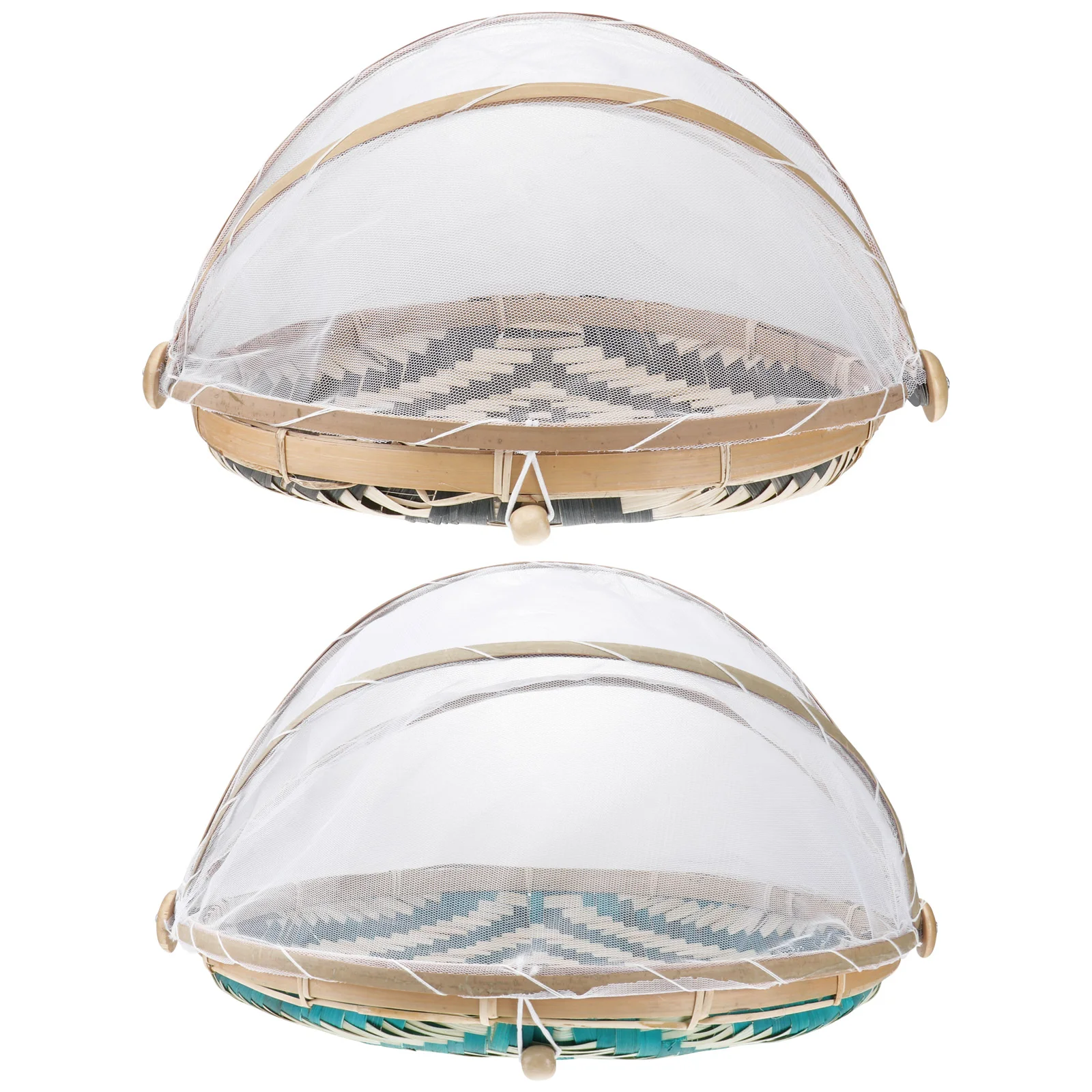 

2Pcs Food Tent Baskets Fruit Basket Sundries Organizer Food Cover Woven Container with Cover Rattan Food Container