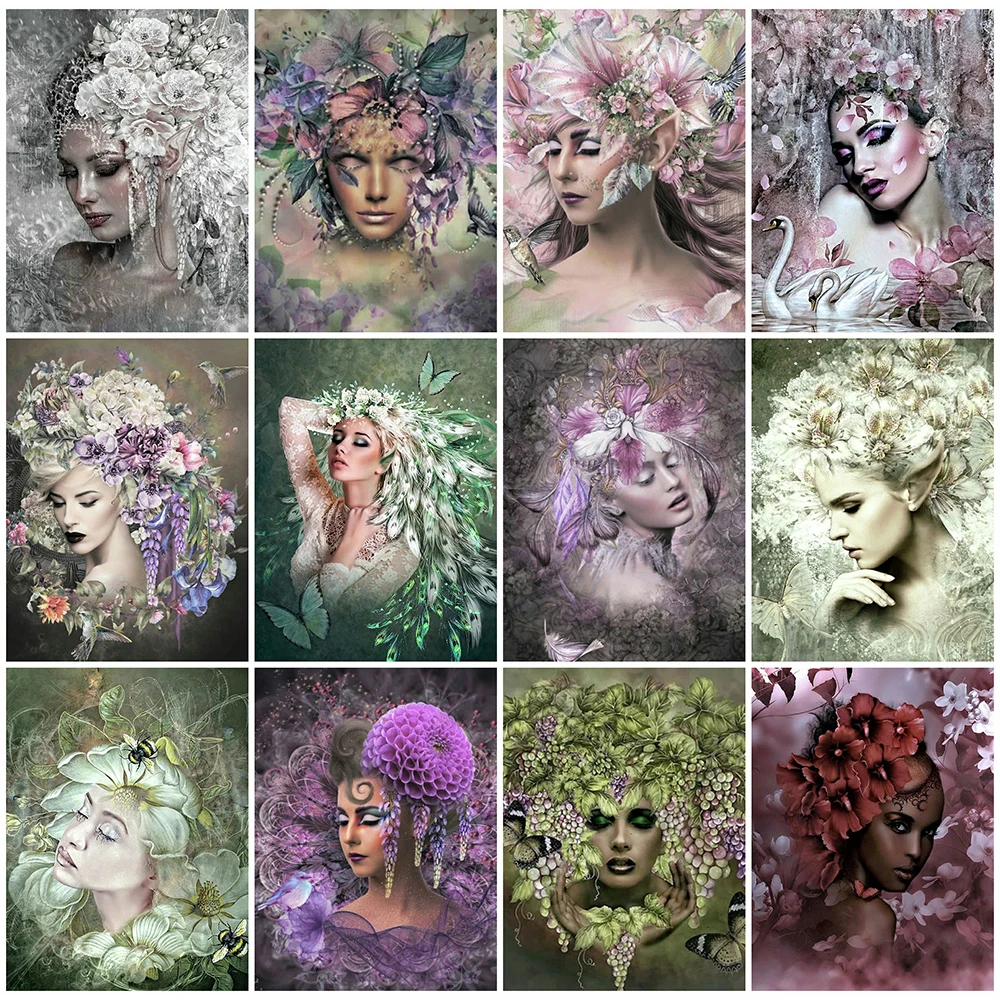 

5D Diamond Painting Woman Full Square Diy Diamond Embroidery Portrait Rhinestones Picture Flower Cross Stitch Hobby Home Decor