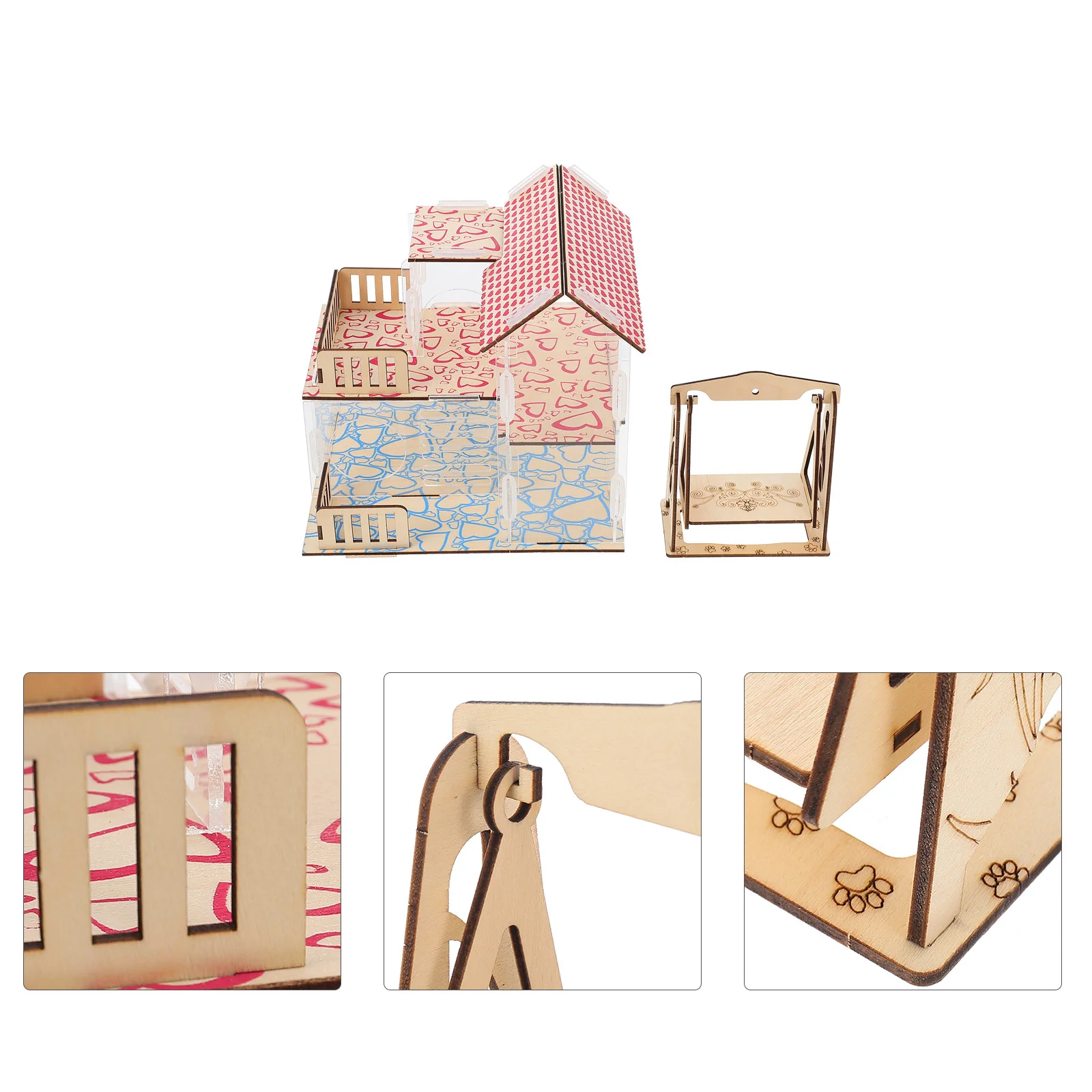 

Hamster Castle Wooden Maze Villa Hamster Playground Nesting Habitat Cage Accessories For Squirrel Rabbit Hamster Rat Kitten