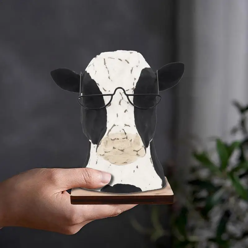 

Cow Shape Glass Holder Wooden Bull Handmade Creative Sunglasses Display Multifunctional For Entryway Home Desk Birthday Holder