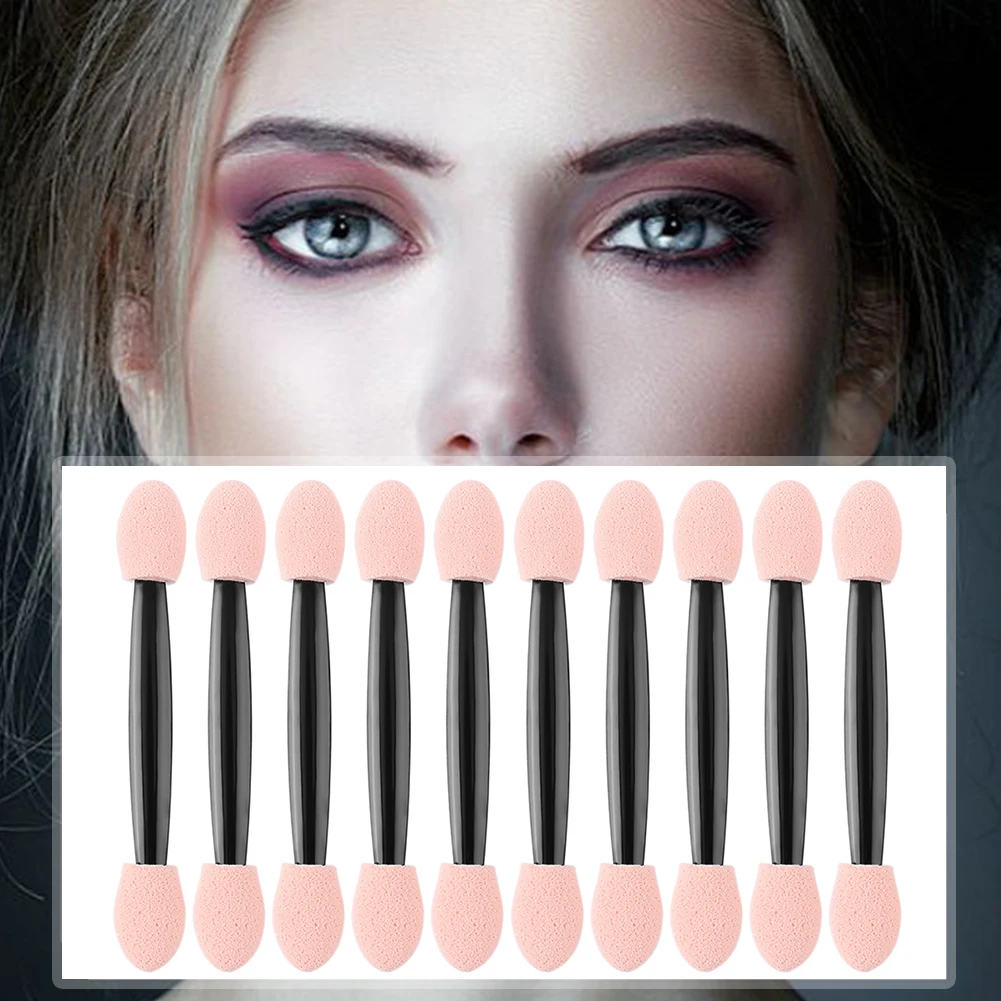 

10Pcs/Set Double-Head Makeup Sponge Stick Disposable Black Eyeshadow Sponge Brush Portable Brush Cosmetic Tools
