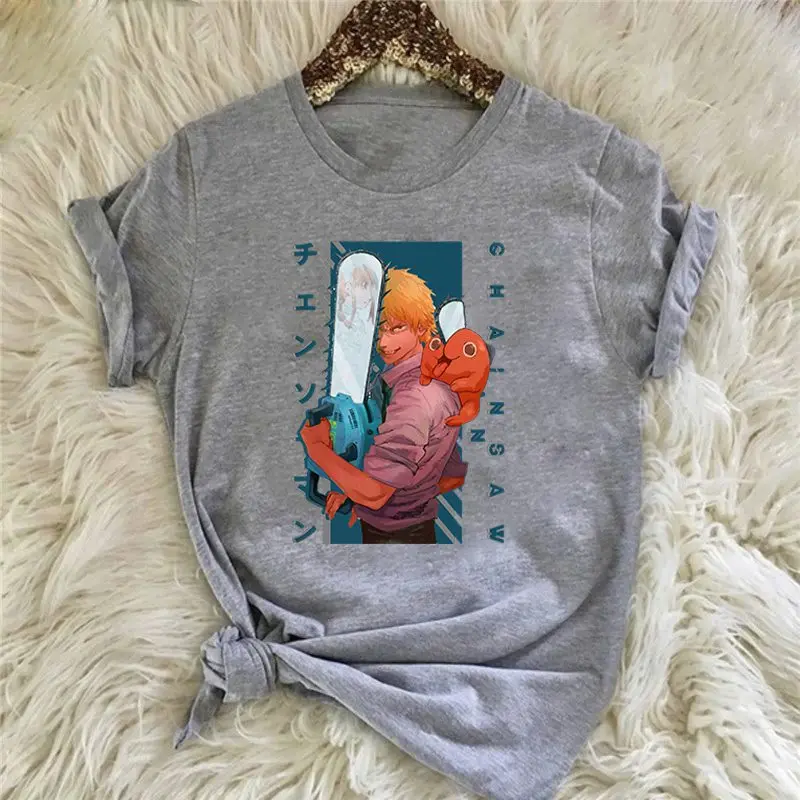 

Chainsaw Man anime Print T Shirt for Women Fashion Retro Vintage T-shirt Aesthetic Harajuku Tshirt Ullzang 90s anime T Shirts