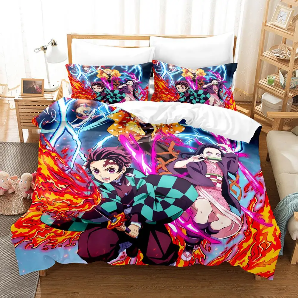 

Nezuko Kamado 3D Anime Bedding Set Duvet Covers Pillowcases Bedclothes Home Textile Cartoon Queen King Size Kids Demon Slayer
