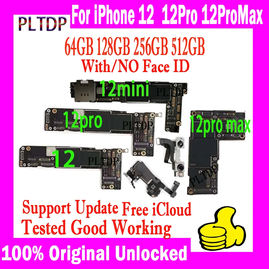 100% оригинальная материнская плата для iPhone 12 основная логическая Pro Max с/без Face ID