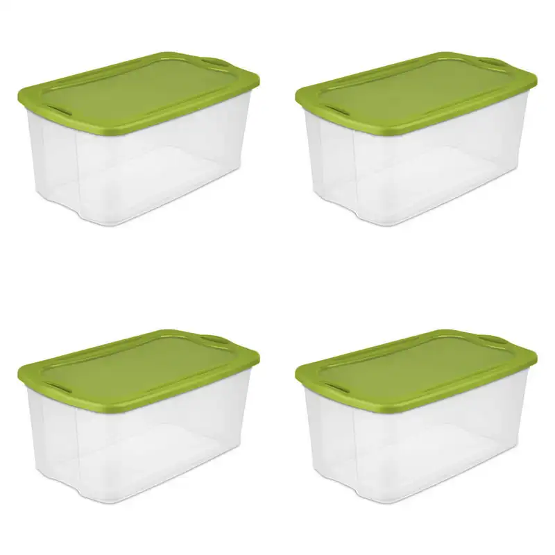 

Gallon Plastic Storage Tote, Spicy Lime and Clear, 4 Count