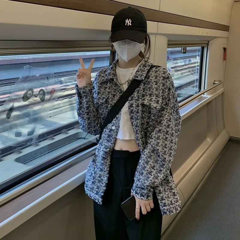 Новинка весны и осени 2023 женская одежда твидовая куртка средней длины с длинными