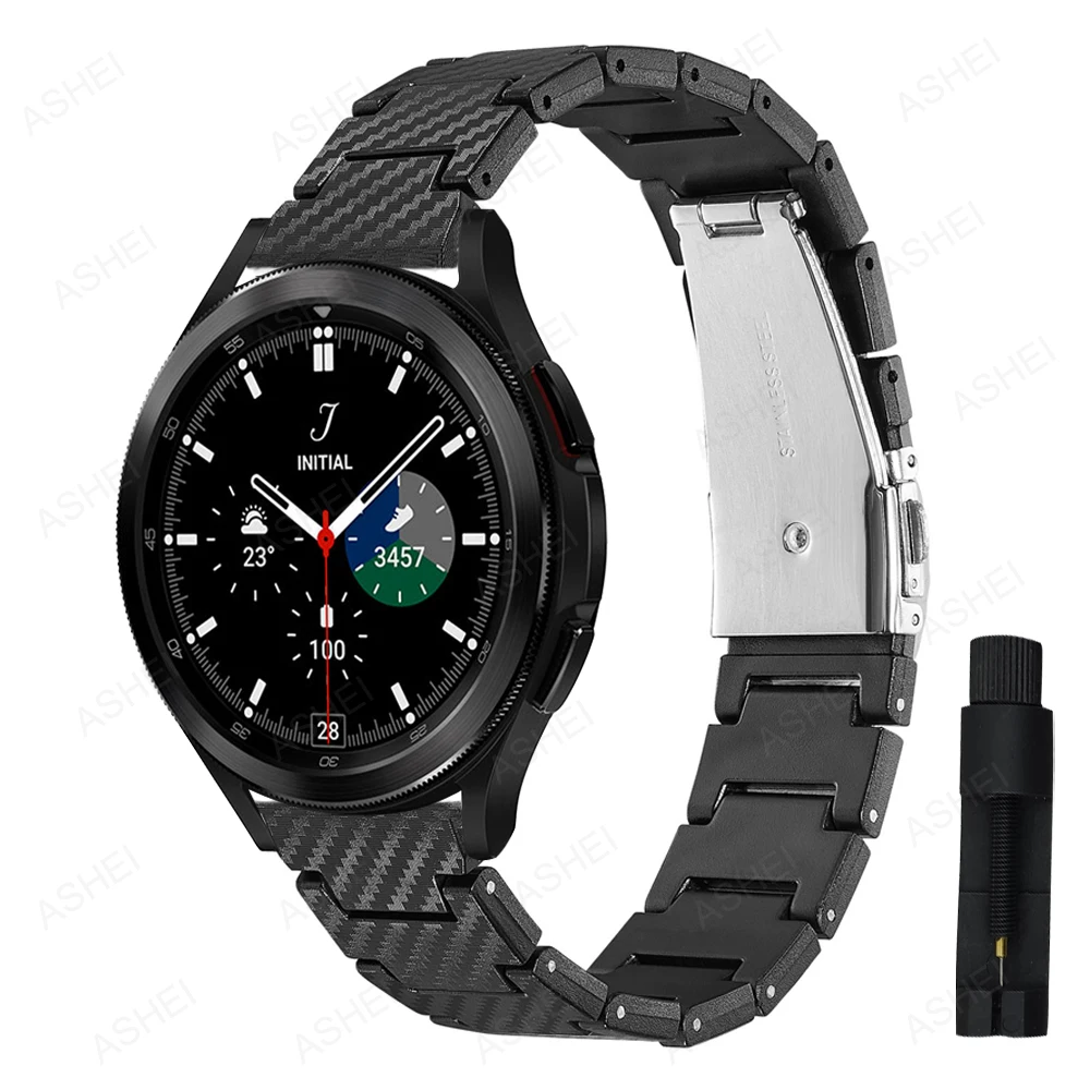 

Ремешок 20 мм 22 мм для samsung galaxy watch 4 classic band 46 мм 42 мм 4 44 мм 40 мм 3 41 мм 45 мм, пластиковый ремешок из углеродного волокна с узором