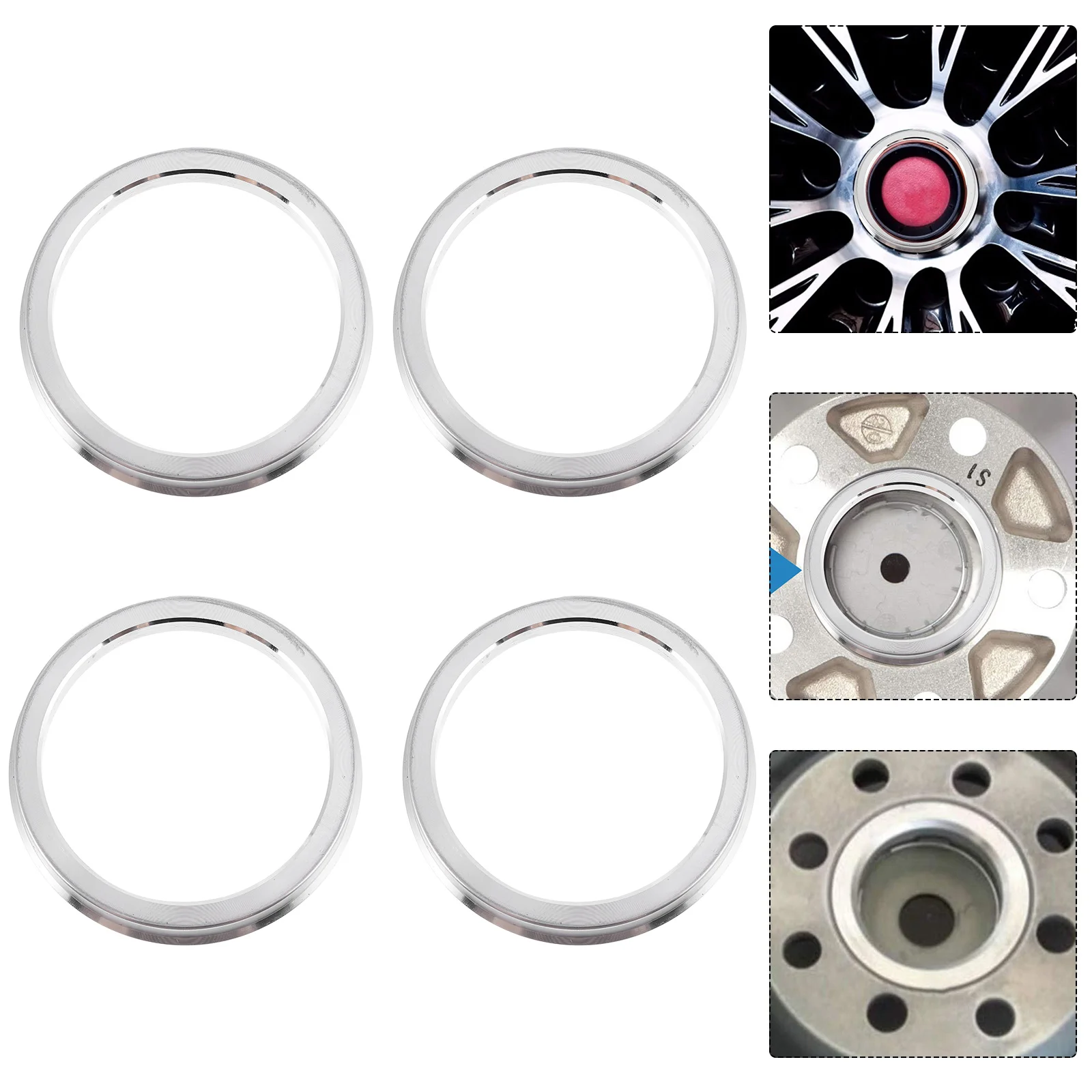 

4 Pcs Automotive Wheels Cart Wheels Auto Hub Ring Center Spacer Hub Rings Wheel Center Caps Hub Rings