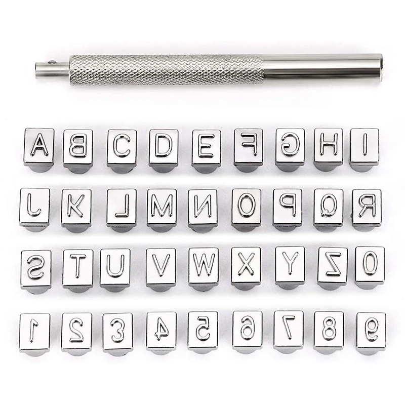 

Capital Letters And Numbers Stamp Set,1/4Inch / 6Mm Alphabet Stamp Tools Set Leather Craft Stamping Tools(6.5Mm - 36Pcs)