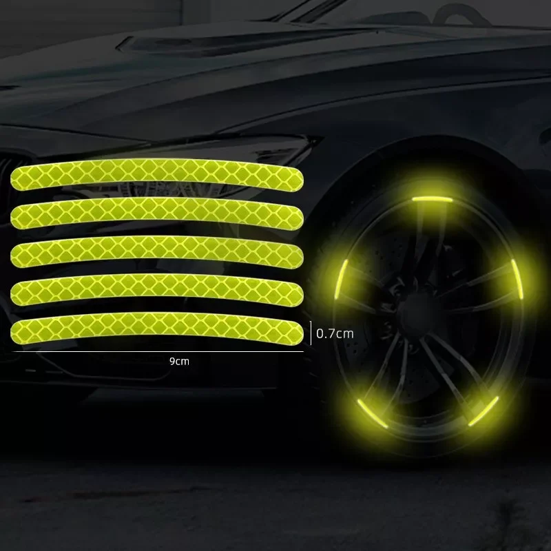 

Car Wheel Hub Reflective Sticker Tire Rim Reflective Strips Luminous Sticker on Universal Car Night Driving Roadway Safety
