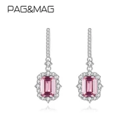 luxury s925 sterling silver dangle earrings for women 2022 morganite dangle earrings pink faux crystal diamond gemstone studs