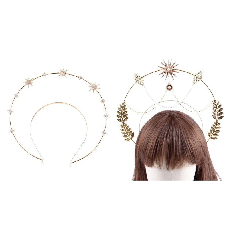 

Shinning Leaf Hexagram Hair Hoop Women Halloween Cosplay Headband