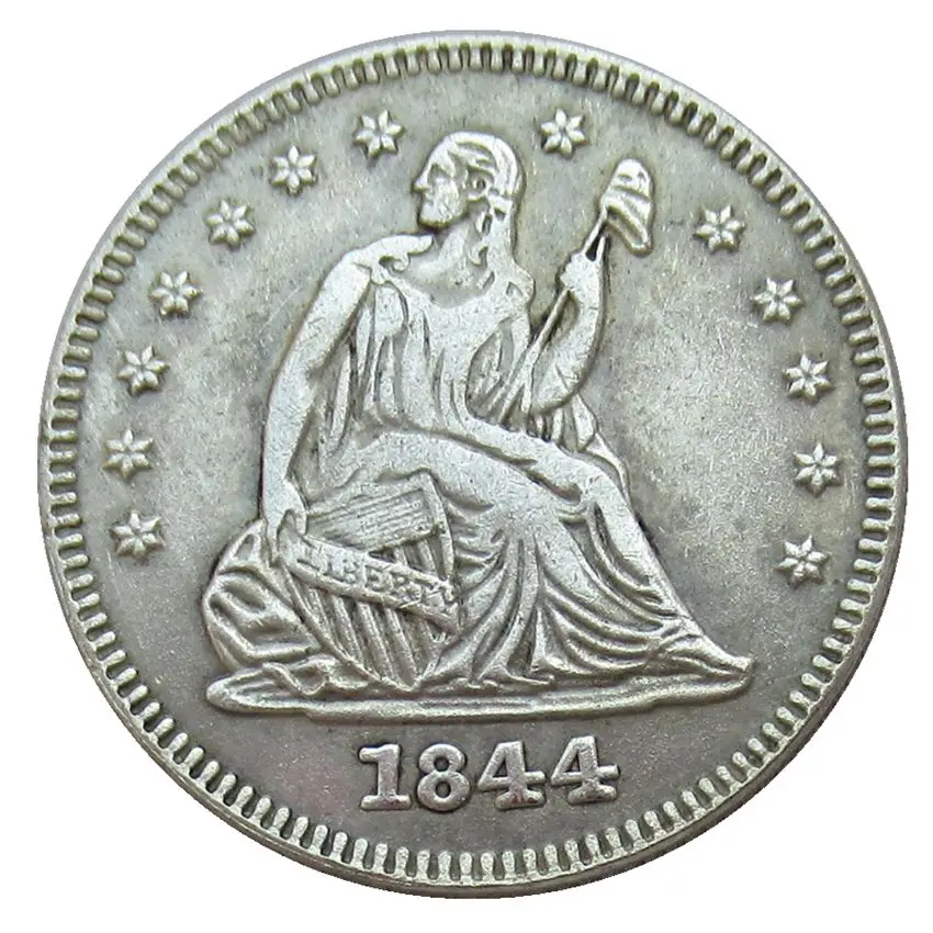 

США 1844 P/O Сидящая свобода четверть доллара разные Мятные посеребренные 25 центов копия монеты