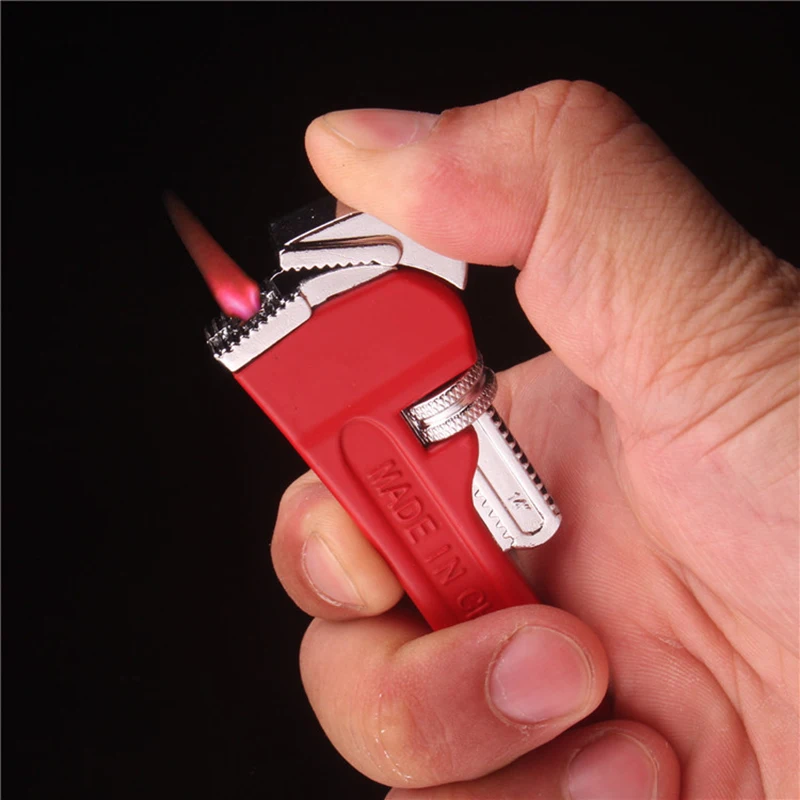 

Creative Pipe Wrench Shape Lighter Windproof Torch Lighter Red Flame Gas Refillable Funny Gift for Friends Cigarette Accessories