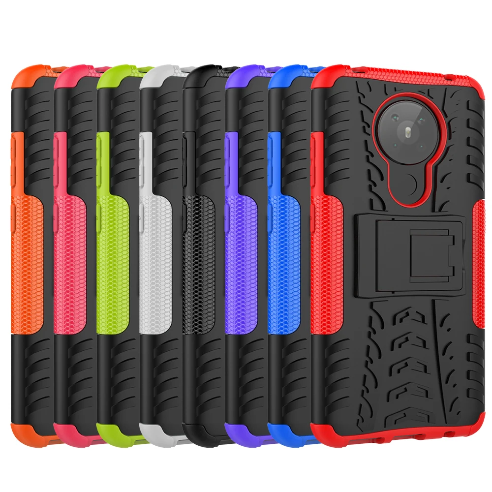 For Nokia 5.3 5.4 3.4 2.4 2.3 2.2 4.2 6.2 7.2 6.1 7.1 Plus Heavy Duty Armor Stand Shockproof Case TPU Bumper Hard PC Back Cover