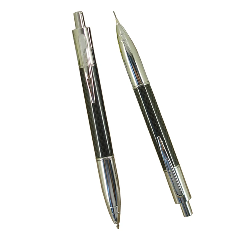 

ACMECN 2pcs / lot Creative Propelling Writing Stationery Sets Carbon fiber Ballpoint Pen & 0.7mm Mechanical Pencil Twin Pen Set