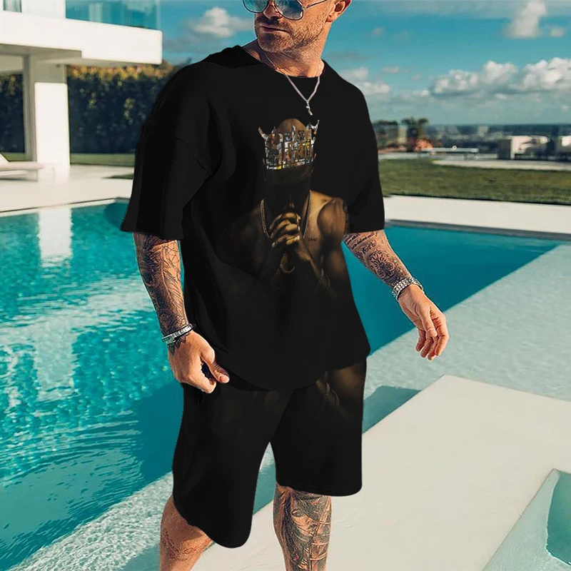 Outfits For Men Summer Clothes Trend 3D Printed T-shirt Shorts 2-Piece Street Fashion Hip Hop Style Set Men's Sportswear