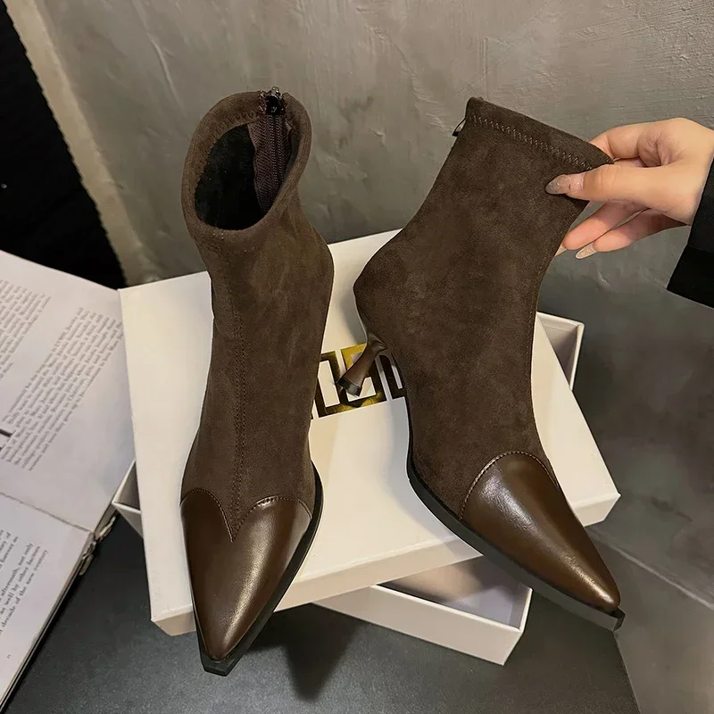 Новые осенние модные ботинки 2025 года женская обувь ковбойские сапоги на высоком