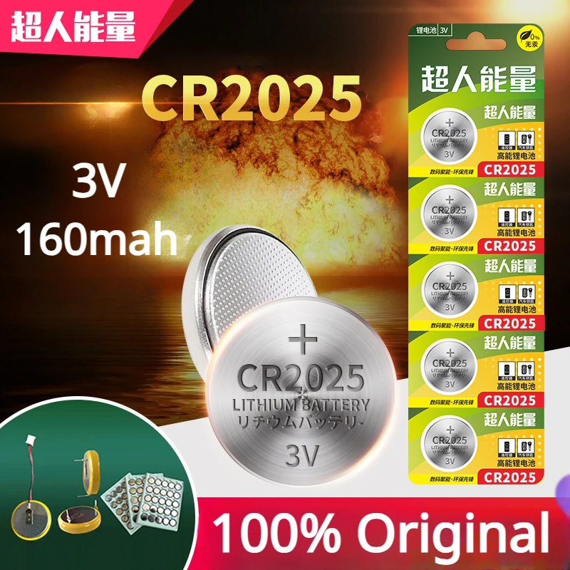 

CR2025 Coin Cells Batteries 160mah 3V Lithium Button Battery for Watch Toys Remote Control Calculator CR 2025 DL2025 BR2025