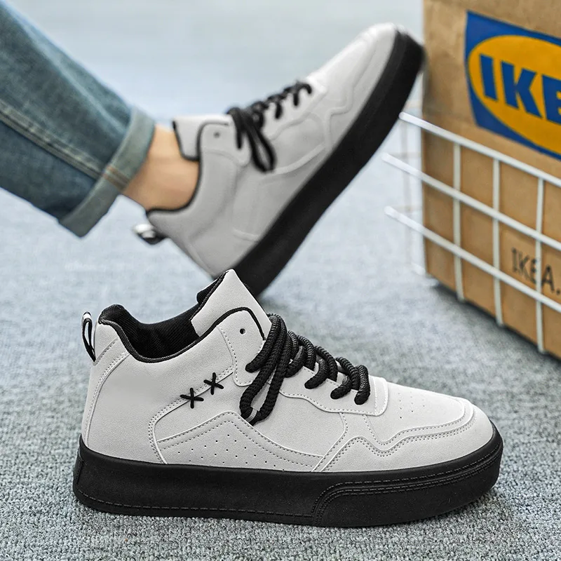 Кроссовки мужские высокие на шнуровке удобные кеды повседневная обувь платформе