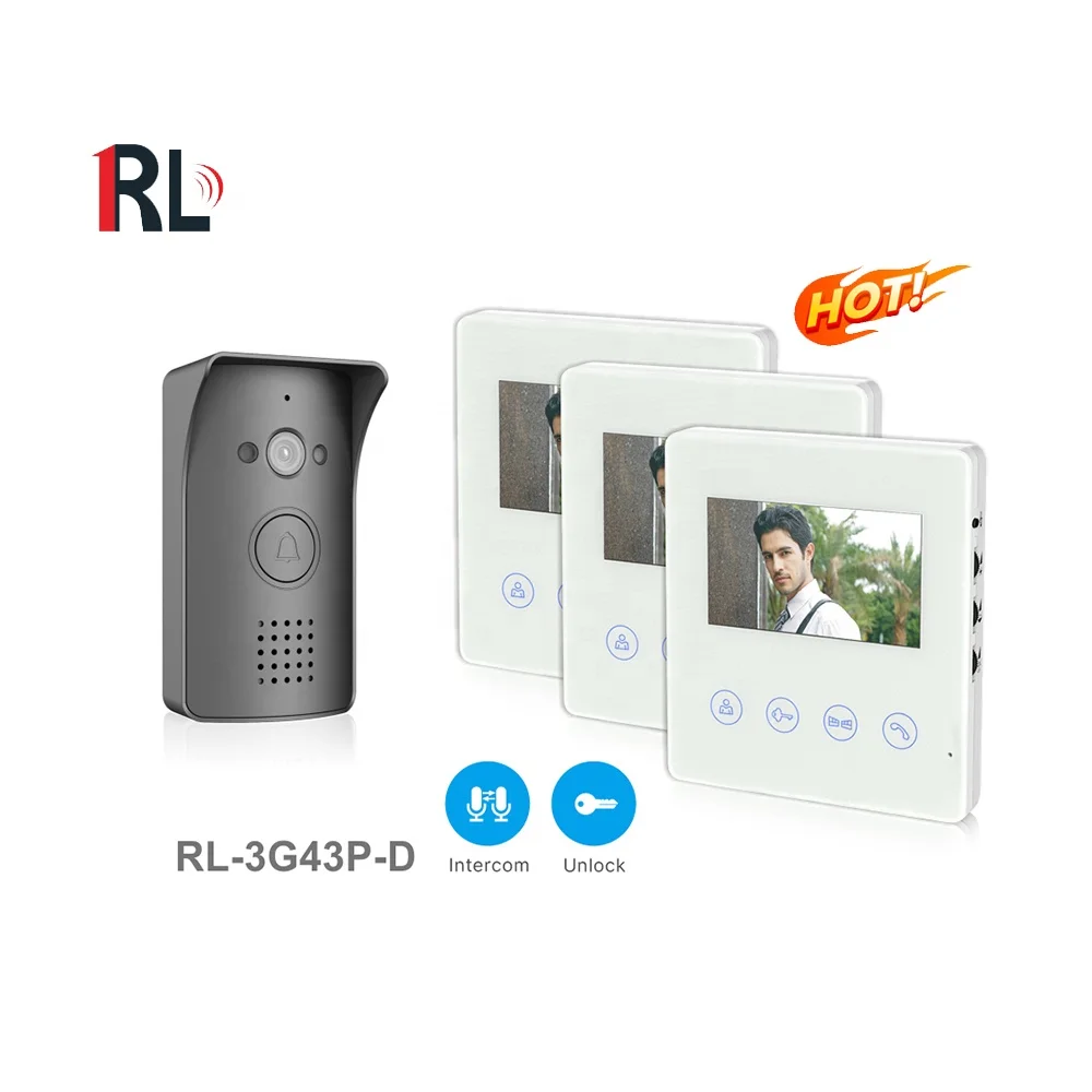 

Smart new video door phone high quality video intercom ring doorbell wireless video doorbell camera with three screens