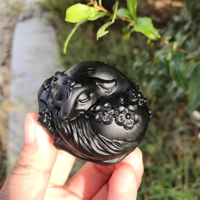 

5 см натуральные обсидиановые Мультяшные Резные кварцевые кристаллы ручной работы Исцеляющие полированные минеральные украшения домашний...