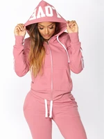 tracksuit women two piece pants sets spring autumn clothes side stripe zipper hooded top and pants suit casual woman set outfits